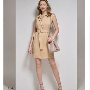Calvin Klein Tan Sleeveless Mini Dress
